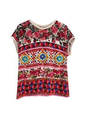 Dolce & Gabbana Women Sicilian-InsSilk Top, Size 42IT